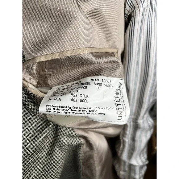 Burberry London ‘Bond Street‘ Blazer Men 38R Houndstooth Silk Wool Recent Jacket